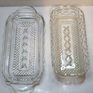 10229 VTG Anchor Hocking Wexford Crystal Clear Pressed Glass Butter Dish w Lid